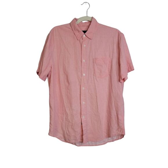 Rails Paros Button Up Shirt Mens M Pink Linen Blend Short Sleeve Preppy Casual - Picture 1 of 10